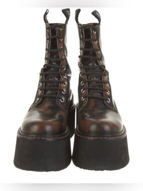 r13 double stacked brown distressed boots